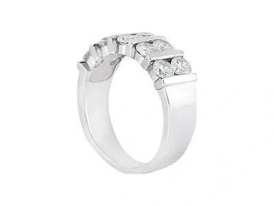 Pre-owned Jewelwesell 1.00ct Diamond 2row Wedding Ring 18k White Gold Round Brilliant Si Channel Set