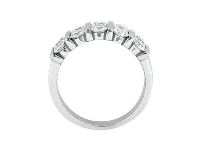 Pre-owned Jewelwesell 1.00ct Diamond 2row Wedding Ring 18k White Gold Round Brilliant Si Channel Set