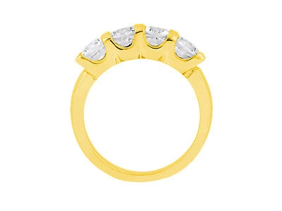 Pre-owned Jewelwesell 0.80ct Diamond 4stone Wedding Band Ring U Prong 10k Yellow Gold Round I Si2