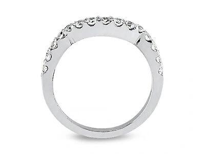 Pre-owned Jewelwesell 0.65ct Diamond Wedding Band Ring Curved Pave 18k White Gold Round Bead Si1