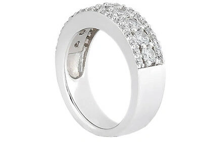 Pre-owned Jewelwesell Genuine 0.96ct Diamond Wedding Band Ring 10k White Gold Round I Si2 Prong Set