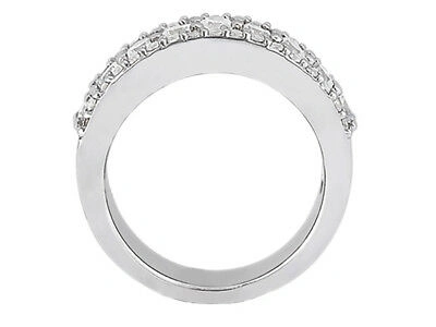 Pre-owned Jewelwesell Genuine 0.96ct Diamond Wedding Band Ring 10k White Gold Round I Si2 Prong Set