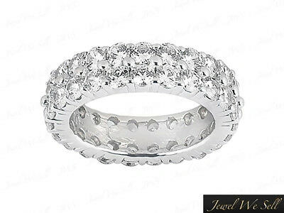 Pre-owned Jewelwesell Natural 2.80ct Round Diamond 2row Shared Eternity Band Ring Solid 14k Gold I Si2