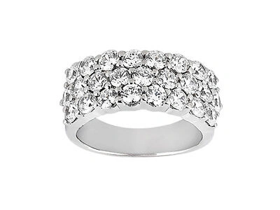 Pre-owned Natural 1.25ct Diamond Wedding Band Ring 14k White Gold Round Cut Si1 Prong In Silver