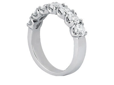 Pre-owned Jewelwesell 7stone 1.40ct Diamond Wedding Band Ring U Prong 10k White Gold Round G-h I1 In Gh