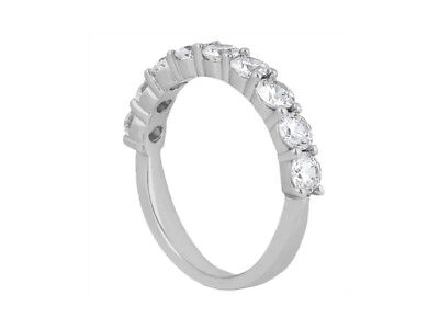 Pre-owned Jewelwesell 0.45ct Diamond Wedding Band Ring Platinum Round Brilliant Cut Prong Set H Si2