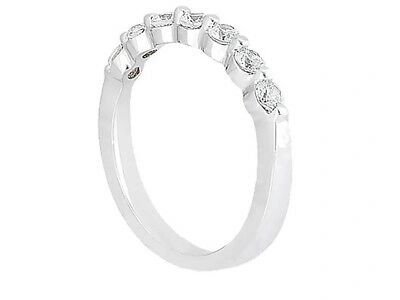 Pre-owned Jewelwesell Natural 0.35ct Diamond Wedding Band Ring 10k White Gold Round G-h I1 Prong In Gh