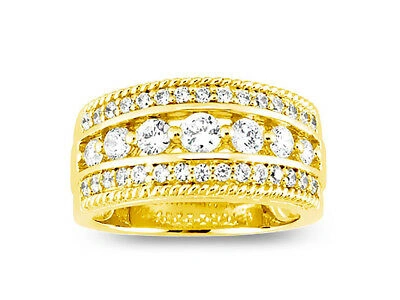 Pre-owned Jewelwesell Natural 1.90ct Diamond Wedding Band Ring 18k Yellow Gold I Si2 Prong Bezel Set