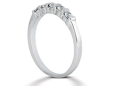 Pre-owned Jewelwesell 5stone 0.50ct Diamond Wedding Band 14k White Gold Round Cut H Si2 Channel Set