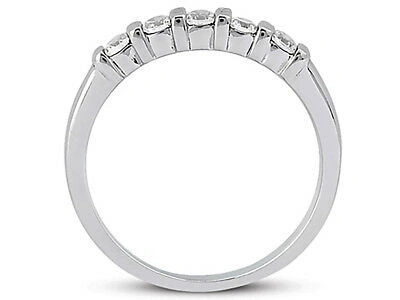 Pre-owned Jewelwesell 5stone 0.50ct Diamond Wedding Band 14k White Gold Round Cut H Si2 Channel Set