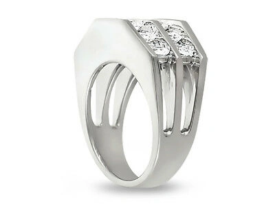 Pre-owned Jewelwesell 1.90ct Diamond Wedding Band Ring 14k White Gold Round Cut Channel Setting Si1