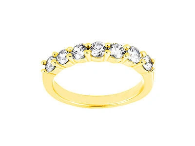Pre-owned Jewelwesell Natural 0.70ct Diamond Wedding Band Ring 10k Yellow Gold Round I Si2 Prong Set
