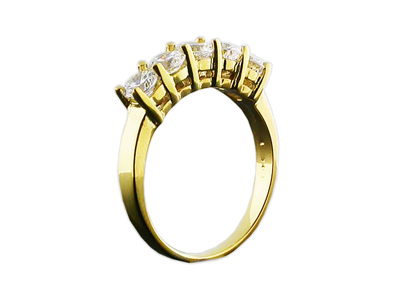 Pre-owned Jewelwesell 5stone 1.0ct Diamond Wedding Band Ring Solid 10k Yellow Gold Round Cut Jk I1-i2