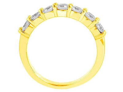 Pre-owned Jewelwesell Natural 0.70ct Diamond Wedding Band Ring 10k Yellow Gold Round I Si2 Prong Set