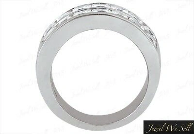 Pre-owned Jewelwesell 0.98ct Diamond Wedding Band Ring 14k White Gold Princess Cut Channel Set I Si2