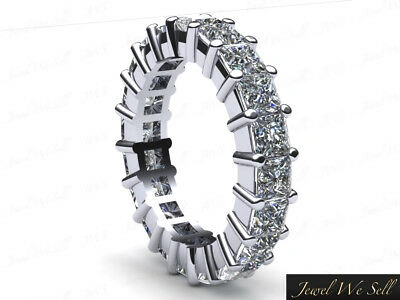 Pre-owned Jewelwesell 3.55ct Princess Diamond Shared Prong Eternity Wedding Band Ring Platinum F Vs2 In White