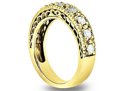 Pre-owned Jewelwesell 11stone 0.33ct Diamond Wedding Band Ring 14k Yellow Gold Round Cut I Si2 Prong