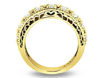 Pre-owned Jewelwesell 11stone 0.33ct Diamond Wedding Band Ring 14k Yellow Gold Round Cut I Si2 Prong