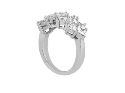 Pre-owned Jewelwesell 0.98ct Diamond Wedding Band Ring 18k White Gold Princess Cut Prong Setting Si1
