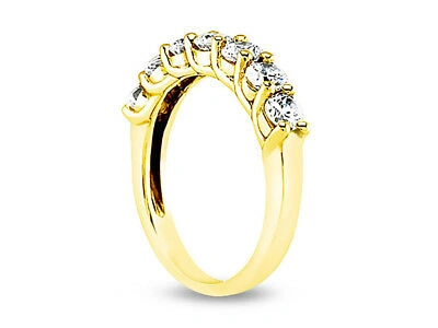 Pre-owned Jewelwesell 7stone 0.70ct Diamond Wedding Band Ring 18k Yellow Gold Round Si1 Prong Set