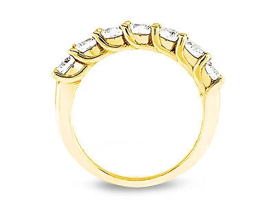 Pre-owned Jewelwesell 7stone 0.70ct Diamond Wedding Band Ring 18k Yellow Gold Round Si1 Prong Set