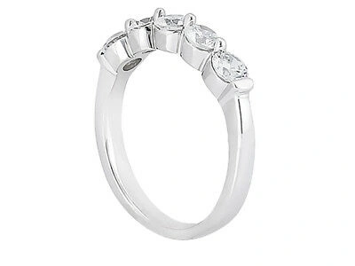 Pre-owned Jewelwesell 5stone 1.00ct Diamond Wedding Band Ring 14k White Gold Round Cut Si1 Prong Set