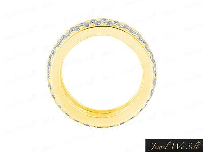 Pre-owned Jewelwesell Real 1.67ct Round Cut Diamond 3row Pave Eternity Band Ring 14k Yellow Gold I Si2