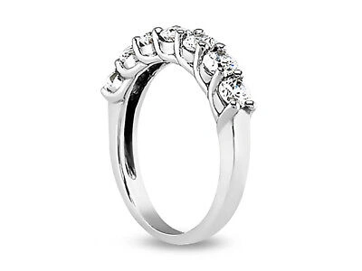 Pre-owned Jewelwesell Real 1.05ct Diamond Wedding Band Ring 10k White Gold Round Cut I Si2 Prong Set