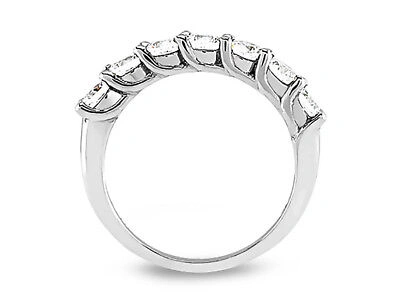 Pre-owned Jewelwesell Real 1.05ct Diamond Wedding Band Ring 10k White Gold Round Cut I Si2 Prong Set