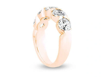 Pre-owned Jewelwesell Real 2ct Diamond Wedding Band Ring 18k Rose Gold Round Brilliant Cut Si1 Bezel