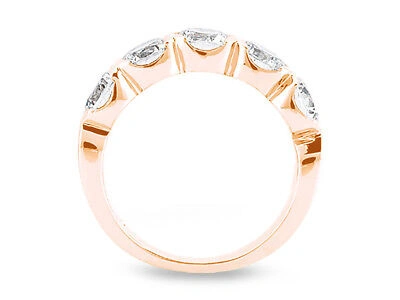 Pre-owned Jewelwesell Real 2ct Diamond Wedding Band Ring 18k Rose Gold Round Brilliant Cut Si1 Bezel