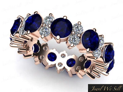Pre-owned Jewelwesell 3.30ct Sapphire Diamond Garland Eternity Wedding Band Ring 14k Gold Aaaa F Vs2