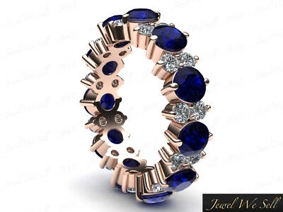 Pre-owned Jewelwesell 3.30ct Sapphire Diamond Garland Eternity Wedding Band Ring 14k Gold Aaaa F Vs2