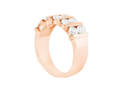 Pre-owned Jewelwesell Real 0.50ct Diamond Wedding Band Ring 14kt Rose Gold Round Si1 Channel Setting