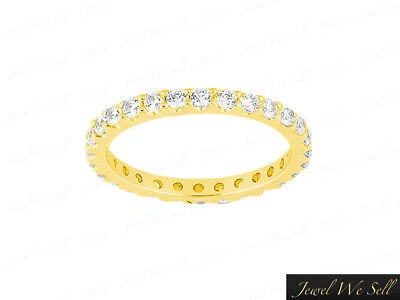 Pre-owned Jewelwesell Genuine 0.30ct Round Cut Diamond Eternity Wedding Band Ring 14k Yellow Gold Si