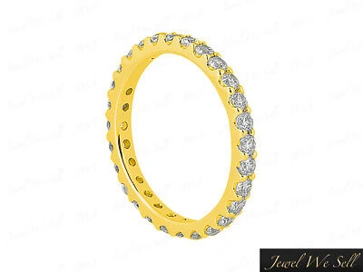 Pre-owned Jewelwesell Genuine 0.30ct Round Cut Diamond Eternity Wedding Band Ring 14k Yellow Gold Si