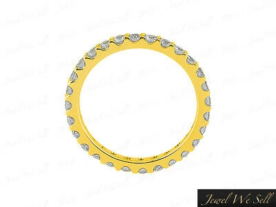 Pre-owned Jewelwesell Genuine 0.30ct Round Cut Diamond Eternity Wedding Band Ring 14k Yellow Gold Si