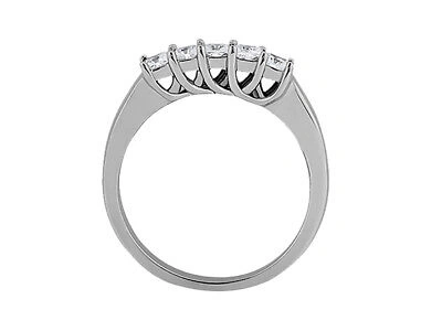 Pre-owned Jewelwesell 7stone 0.70ct Diamond Wedding Band Ring 10k White Gold Princess G-h I1 Prong In Gh