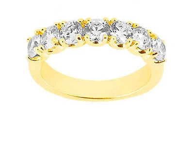 Pre-owned Jewelwesell 7stone I Si2 0.49ct Diamond Wedding Band Ring U Prong 10k Yellow Gold Round Cut