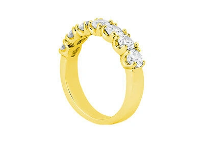 Pre-owned Jewelwesell 7stone I Si2 0.49ct Diamond Wedding Band Ring U Prong 10k Yellow Gold Round Cut