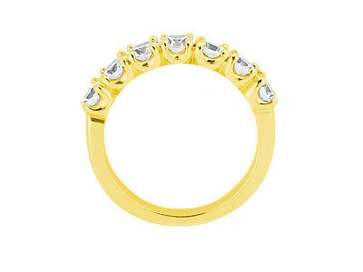 Pre-owned Jewelwesell 7stone I Si2 0.49ct Diamond Wedding Band Ring U Prong 10k Yellow Gold Round Cut
