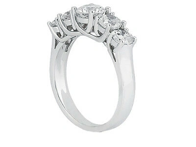 Pre-owned Jewelwesell 5stone 1.30ct Diamond Wedding Band Ring 14k White Gold Round Brilliant Cut Si1