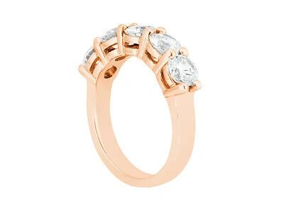 Pre-owned Jewelwesell 5stone 0.50ct Diamond Wedding Band Ring 14k Rose Gold Round Brilliant Cut Si1
