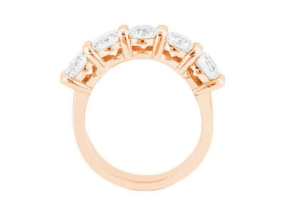 Pre-owned Jewelwesell 5stone 0.50ct Diamond Wedding Band Ring 14k Rose Gold Round Brilliant Cut Si1