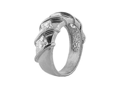 Pre-owned Jewelwesell 5stone 1ct Diamond Wedding Band Ring 950 Platinum Princess Cut F Vs1 Bezel Set