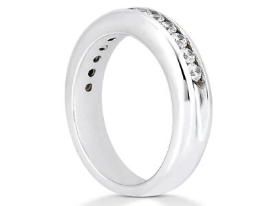 Pre-owned Jewelwesell 0.39ct Diamond Wedding Band Ring Sterling Silver Round Cut Channel Jk I1-i2