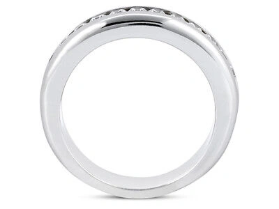 Pre-owned Jewelwesell 0.39ct Diamond Wedding Band Ring Sterling Silver Round Cut Channel Jk I1-i2
