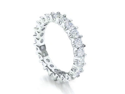 Pre-owned Jewelwesell 2.00ct Round Diamond Shared U-prong Eternity Bridal Band Ring 950 Platinum Si1 In White