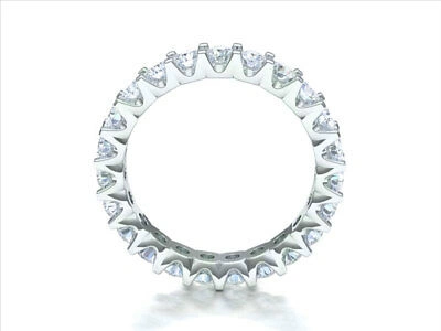 Pre-owned Jewelwesell 2.00ct Round Diamond Shared U-prong Eternity Bridal Band Ring 950 Platinum Si1 In White