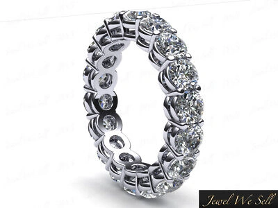 Pre-owned Jewelwesell 4.25ct Round Diamond Open Gallery Shared Prong Eternity Band Ring Platinum Si1 In White